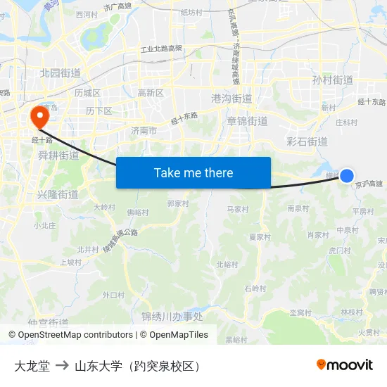 大龙堂 to 山东大学（趵突泉校区） map