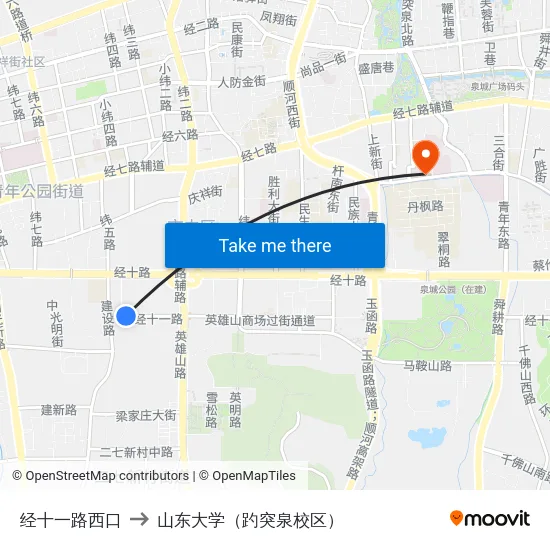 经十一路西口 to 山东大学（趵突泉校区） map