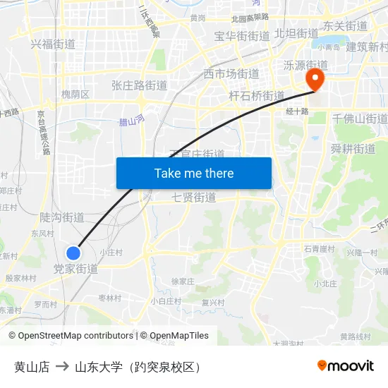 黄山店 to 山东大学（趵突泉校区） map