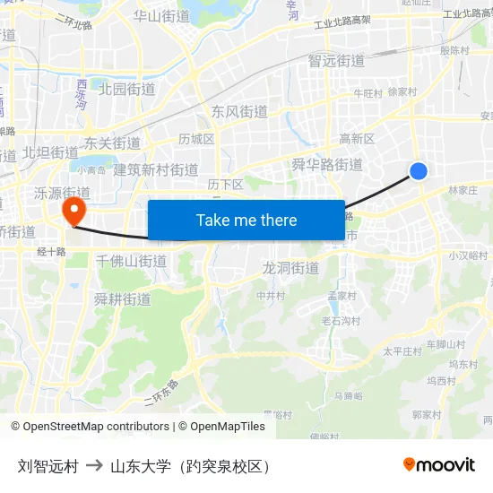 刘智远村 to 山东大学（趵突泉校区） map