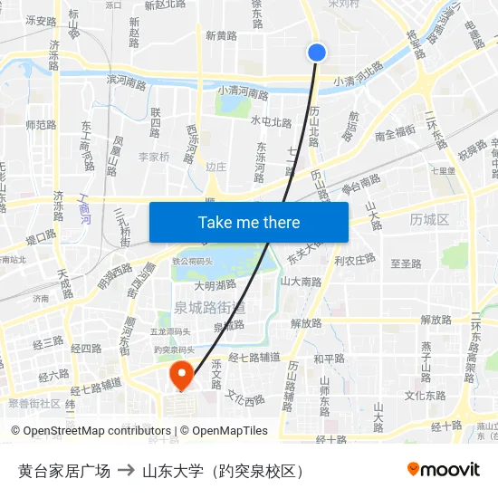 黄台家居广场 to 山东大学（趵突泉校区） map