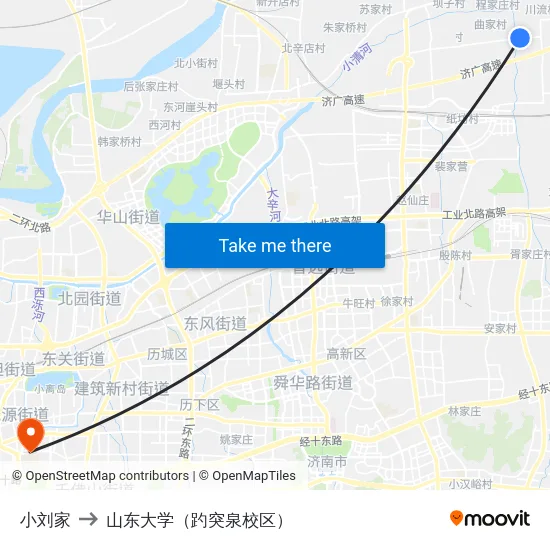 小刘家 to 山东大学（趵突泉校区） map