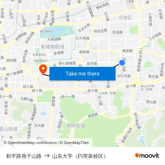 和平路燕子山路 to 山东大学（趵突泉校区） map