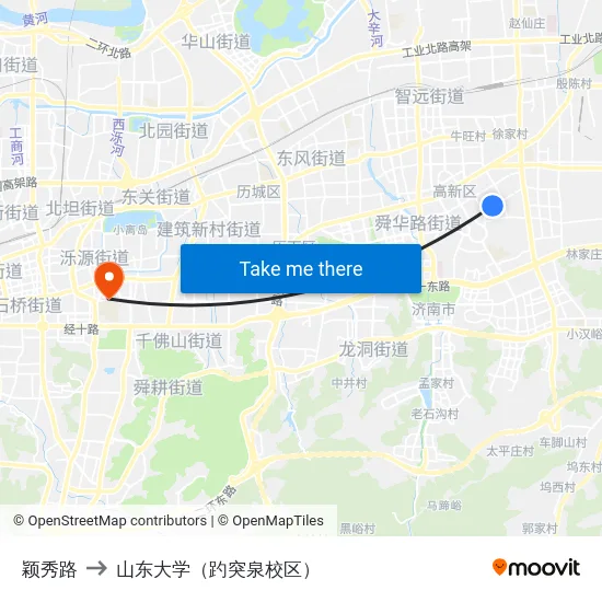 颖秀路 to 山东大学（趵突泉校区） map