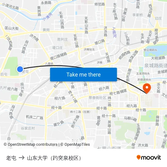老屯 to 山东大学（趵突泉校区） map