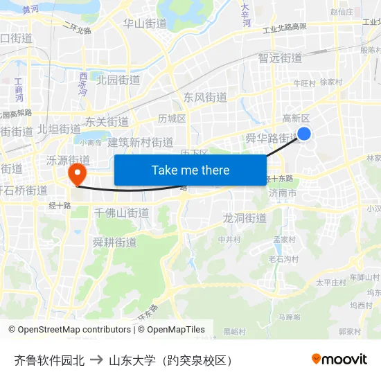 齐鲁软件园北 to 山东大学（趵突泉校区） map