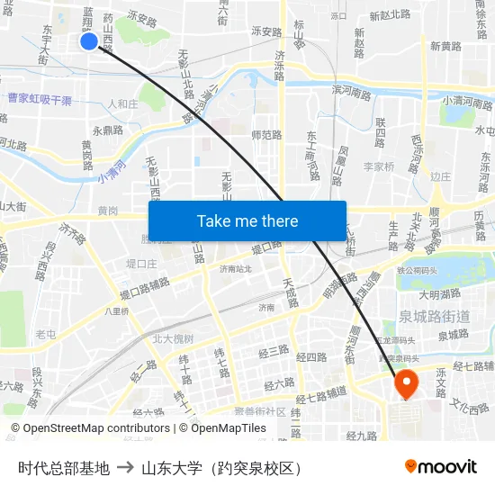 时代总部基地 to 山东大学（趵突泉校区） map
