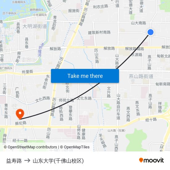 益寿路 to 山东大学(千佛山校区) map