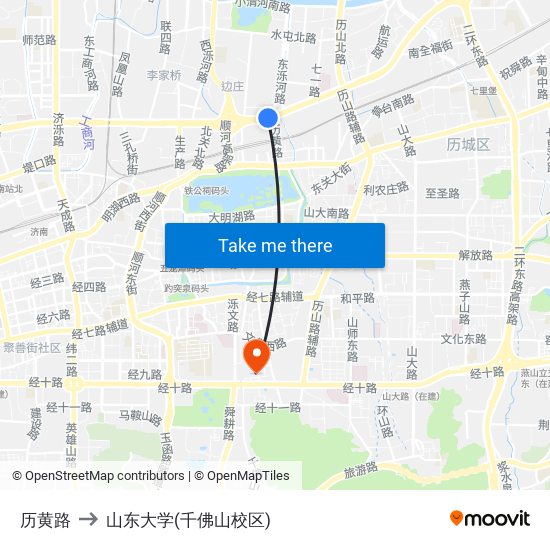 历黄路 to 山东大学(千佛山校区) map