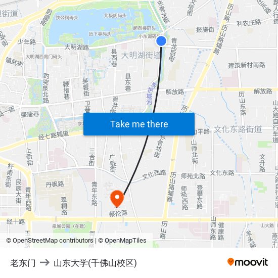 老东门 to 山东大学(千佛山校区) map