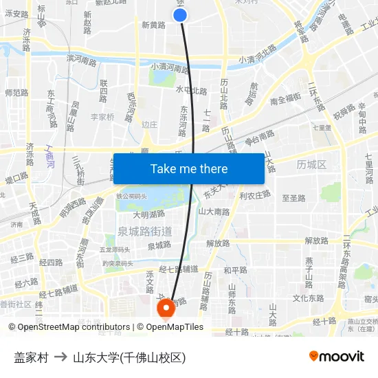 盖家村 to 山东大学(千佛山校区) map
