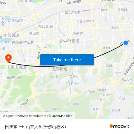 田庄东 to 山东大学(千佛山校区) map