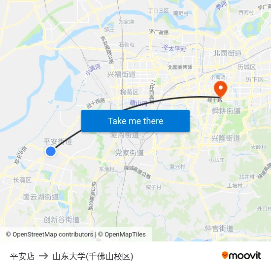 平安店 to 山东大学(千佛山校区) map