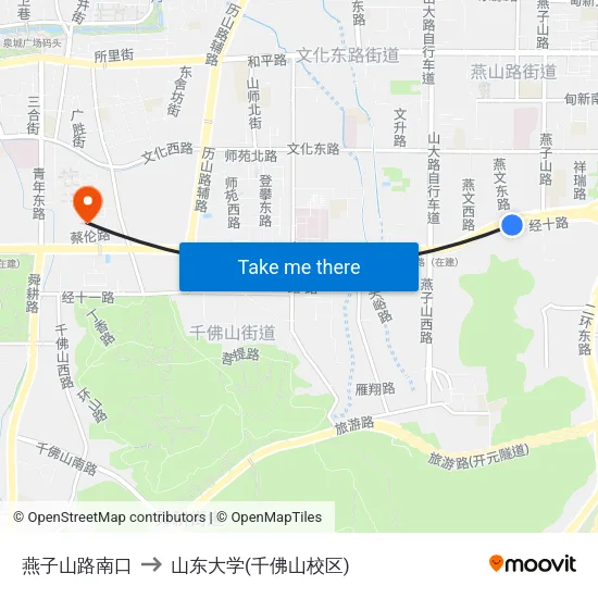 燕子山路南口 to 山东大学(千佛山校区) map