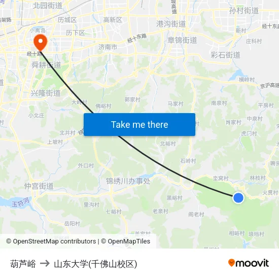 葫芦峪 to 山东大学(千佛山校区) map