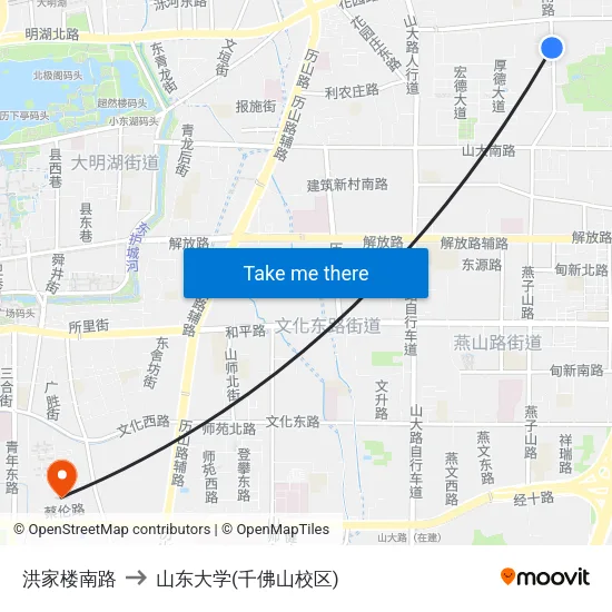 洪家楼南路 to 山东大学(千佛山校区) map