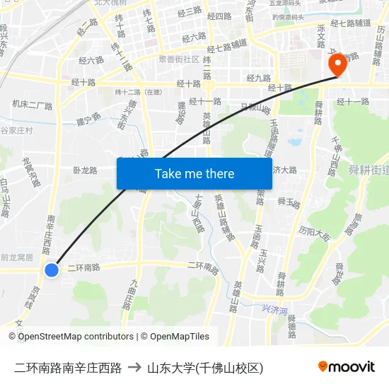 二环南路南辛庄西路 to 山东大学(千佛山校区) map