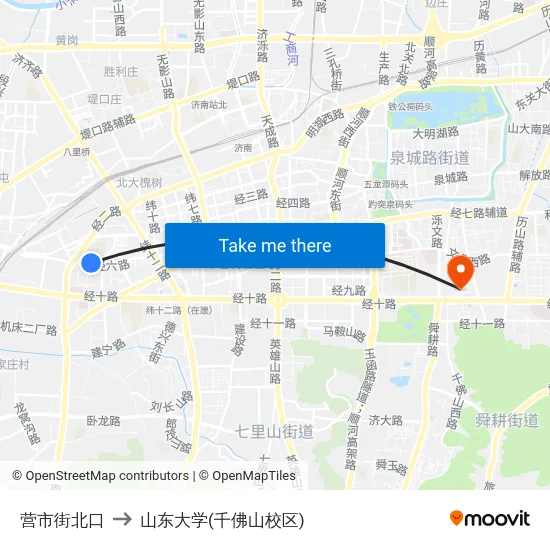 营市街北口 to 山东大学(千佛山校区) map