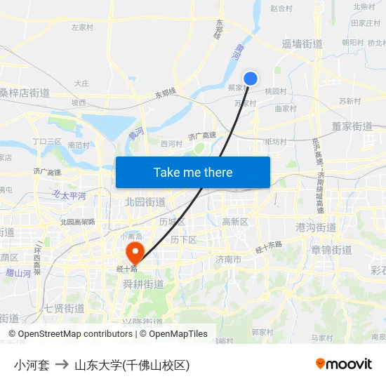 小河套 to 山东大学(千佛山校区) map