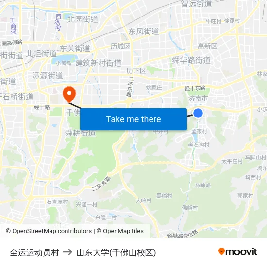 全运运动员村 to 山东大学(千佛山校区) map