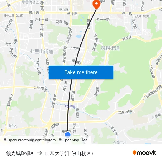 领秀城D街区 to 山东大学(千佛山校区) map