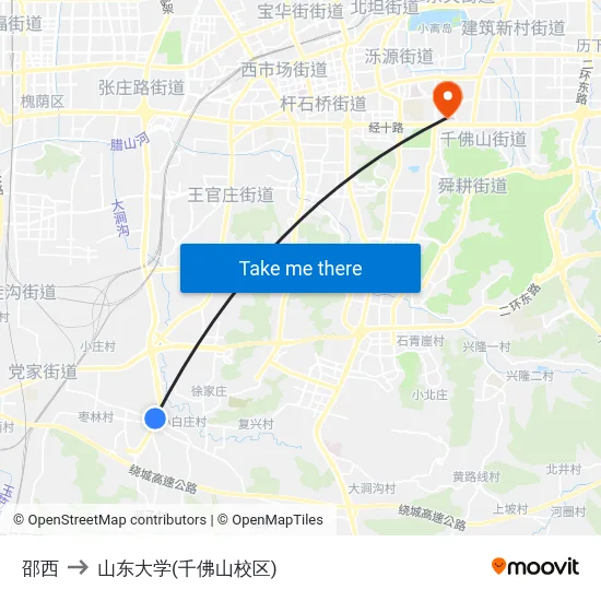 邵西 to 山东大学(千佛山校区) map