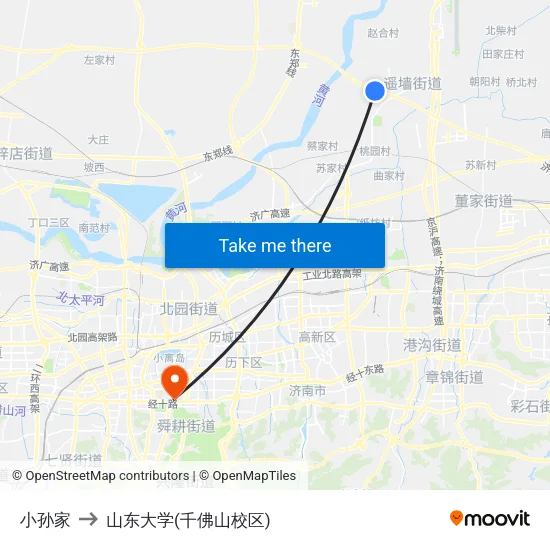 小孙家 to 山东大学(千佛山校区) map