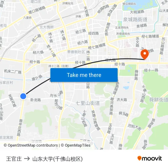 王官庄 to 山东大学(千佛山校区) map