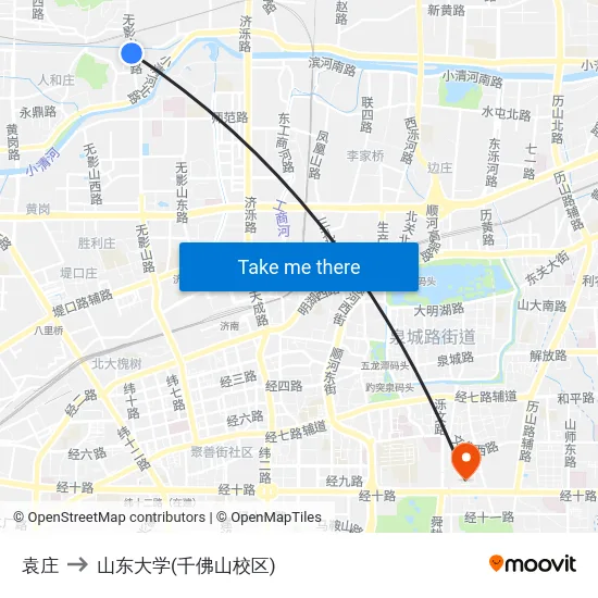 袁庄 to 山东大学(千佛山校区) map