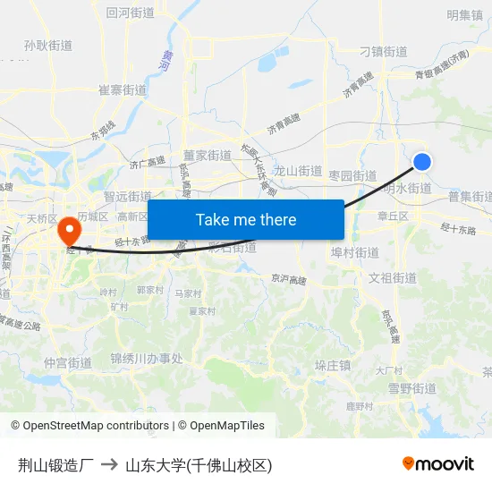 荆山锻造厂 to 山东大学(千佛山校区) map