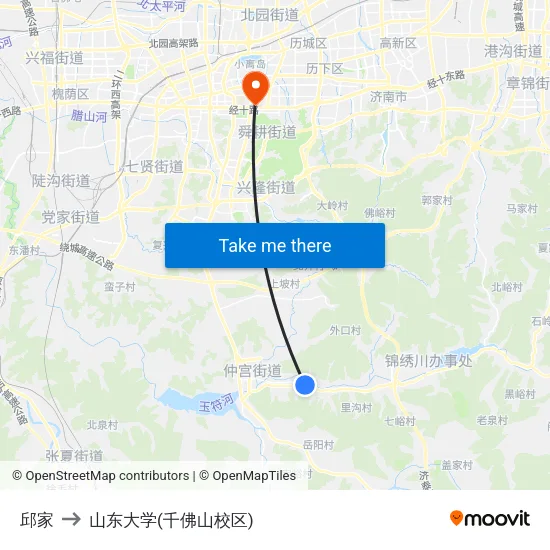 邱家 to 山东大学(千佛山校区) map