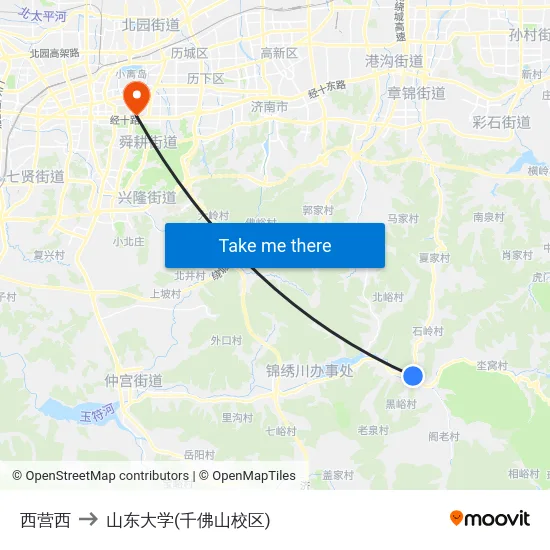 西营西 to 山东大学(千佛山校区) map