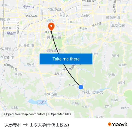 大佛寺村 to 山东大学(千佛山校区) map