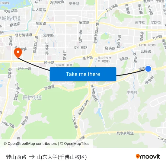 转山西路 to 山东大学(千佛山校区) map