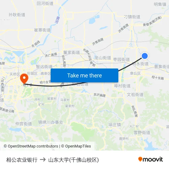 相公农业银行 to 山东大学(千佛山校区) map