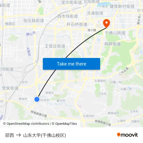 邵西 to 山东大学(千佛山校区) map