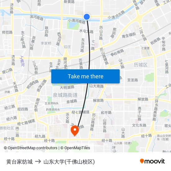 黄台家纺城 to 山东大学(千佛山校区) map