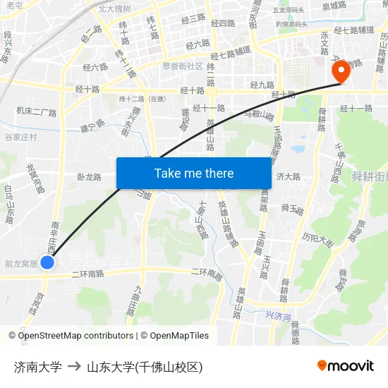 济南大学 to 山东大学(千佛山校区) map