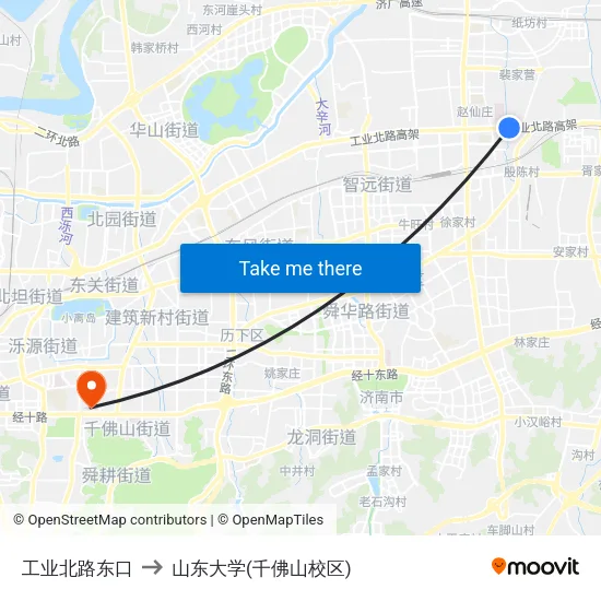 工业北路东口 to 山东大学(千佛山校区) map