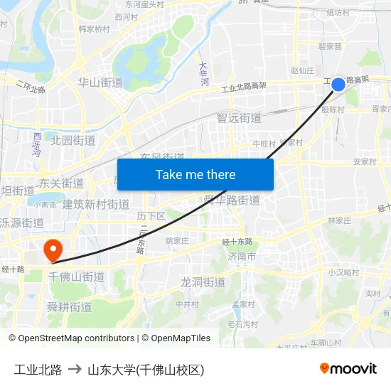 工业北路 to 山东大学(千佛山校区) map