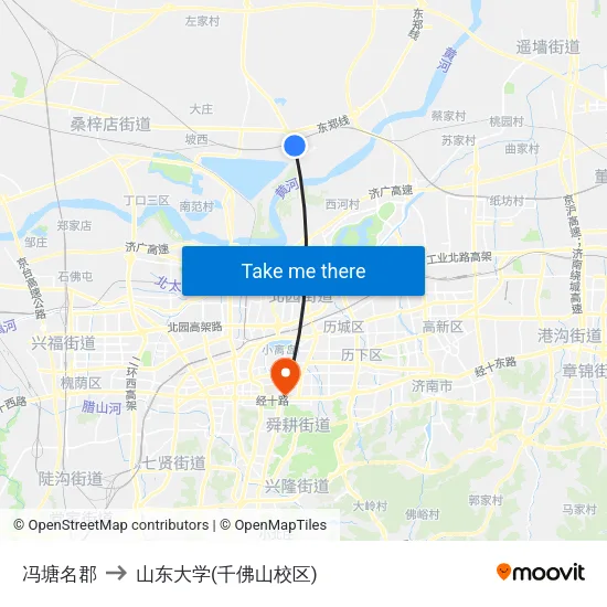 冯塘名郡 to 山东大学(千佛山校区) map