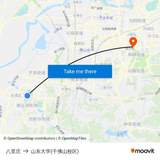 八里庄 to 山东大学(千佛山校区) map