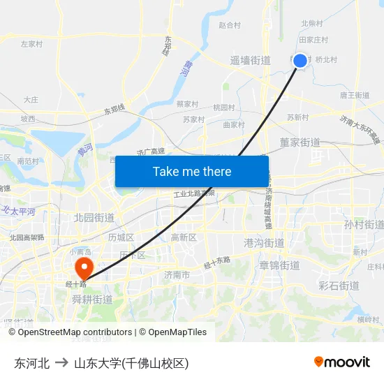 东河北 to 山东大学(千佛山校区) map
