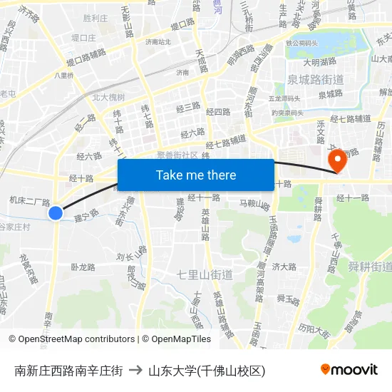 南新庄西路南辛庄街 to 山东大学(千佛山校区) map