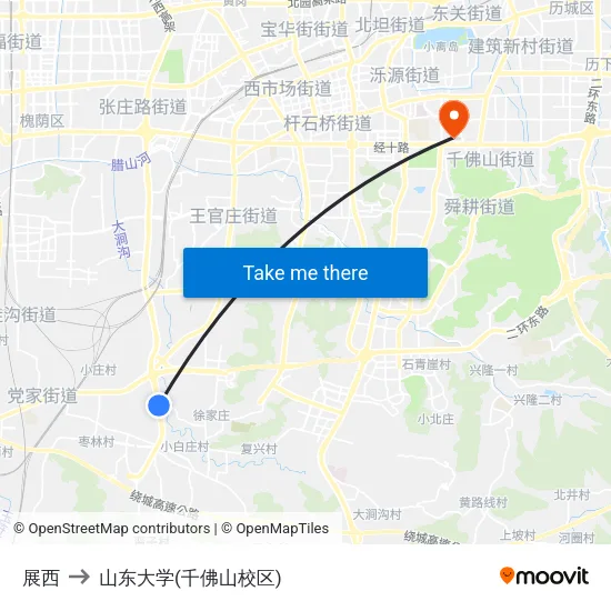 展西 to 山东大学(千佛山校区) map
