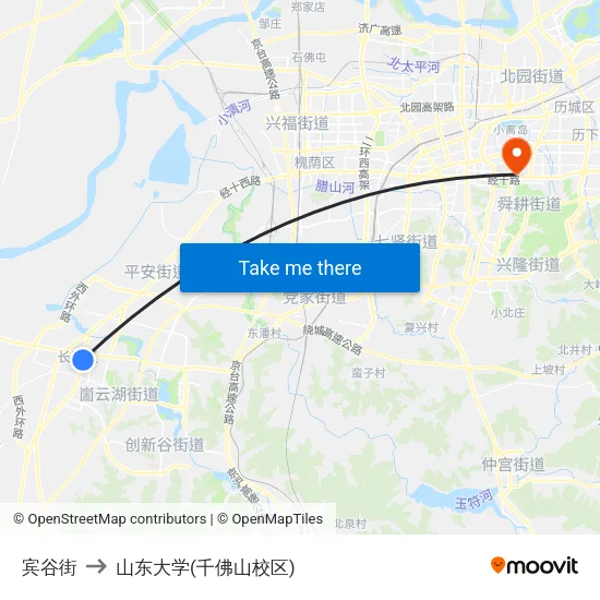 宾谷街 to 山东大学(千佛山校区) map