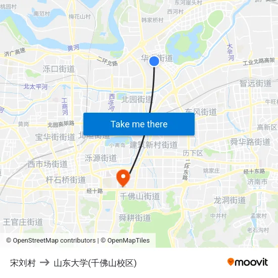 宋刘村 to 山东大学(千佛山校区) map