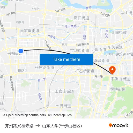 齐州路兴福寺路 to 山东大学(千佛山校区) map
