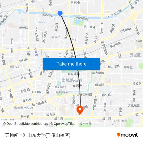 五柳闸 to 山东大学(千佛山校区) map