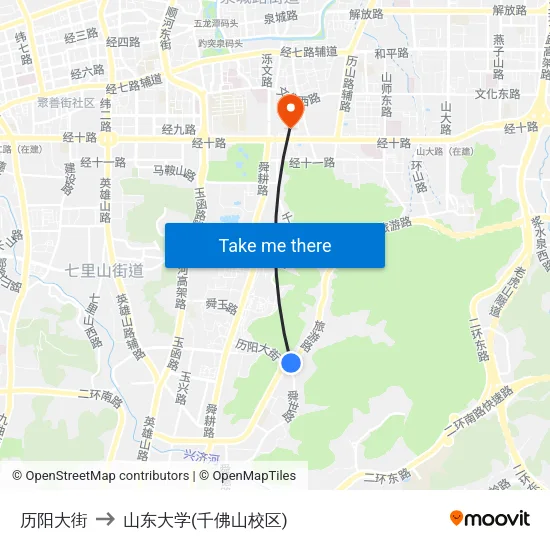 历阳大街 to 山东大学(千佛山校区) map